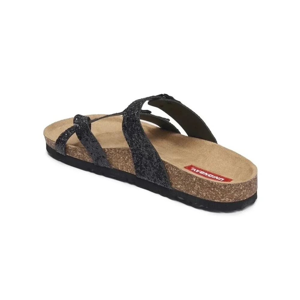 Unionbay Melody Womens Black Multi Strap Buckle Slip On Sandal 6.5M 5HFMELO